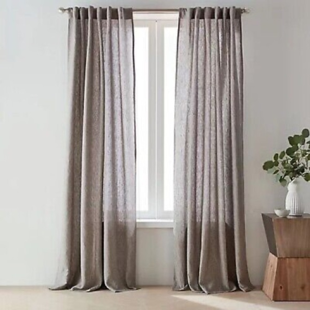 O&O by Olivia & Oliver Belgian 84” Rod Pocket Window Curtain Panel Graphite (1)